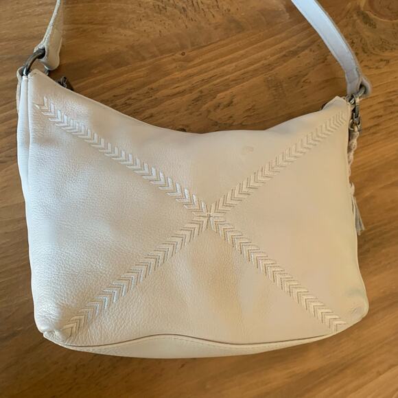 The Sak Collective Kyetra Leather Shoulder Bag Purse Stone Color Hobo - Picture 9 of 15